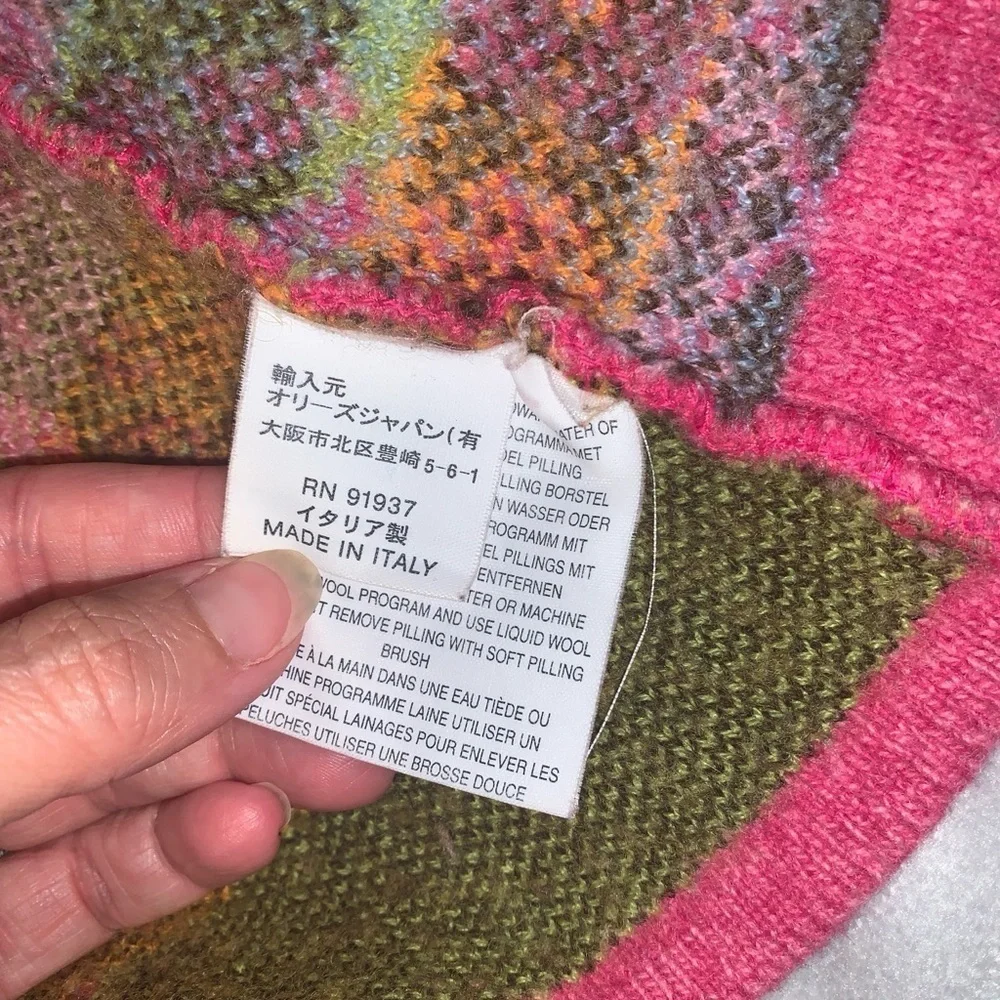 Oilily Pink orange wool folk chicken collared Floral Sweater cardigan age 3/4